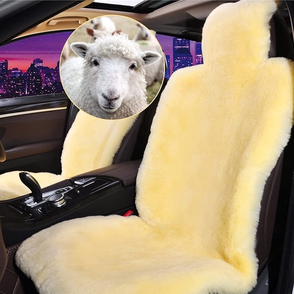 Faux Sheepskin Front Car Seat Cover, Universal Fit Plush Fleece Automotive Seat Protector for Cars SUV Trucks Van RV(1 Piece)