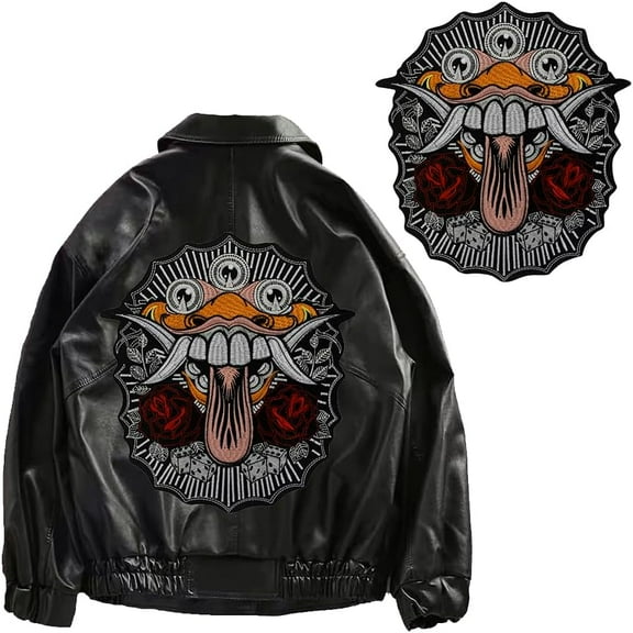 1 Piece Fierce Monster Embroidered Patch Iron-On Patch for Jacket Backs Punk Style Badges Stick Clothing Decor