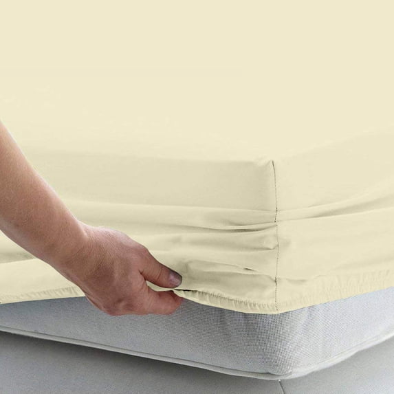 1 Piece Fitted Sheet Only, 400 Thread Count, 12" Deep Pocket, 100% Egyptian Cotton, Extra Soft and Luxury Fitted Sheet, Easily fits in your Bed, Twin XL Size - Ivory Solid.