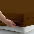 thumbnail image 1 of 1 Piece Fitted Sheet Only, 400 Thread Count, 15" Deep Pocket, 100% Egyptian Cotton, Extra Soft and Luxury Fitted Sheet, Easily fits in your Bed, Cal king Size - Chocolate Solid., 1 of 4