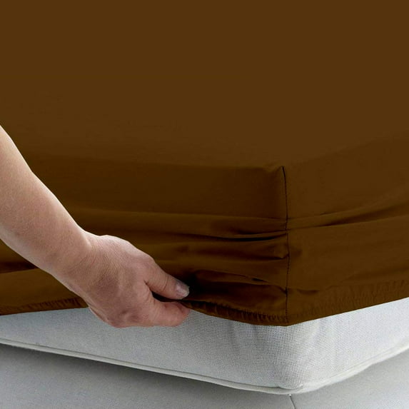 1 Piece Fitted Sheet Only, 400 Thread Count, 15" Deep Pocket, 100% Egyptian Cotton, Extra Soft and Luxury Fitted Sheet, Easily fits in your Bed, Twin XXL Size - Chocolate Solid.
