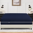 thumbnail image 1 of 1-Piece Fitted Sheet Zippered Closure for Olympic Queen Size (66" x 80") ,100% Microfiber, 15" Deep Pocket, Navy Blue Solid Pattern, 1 of 6
