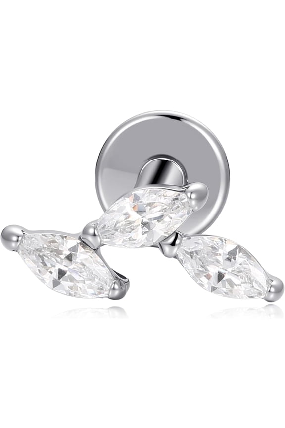 1 Piece Flat Back Earrings Cartilage Studs Tragus Conch Helix Piercings Cubic Zirconia Earring Versatile 16g Tiny Stud Silver Nose Ring Labret Piercing Gothic Jewelry