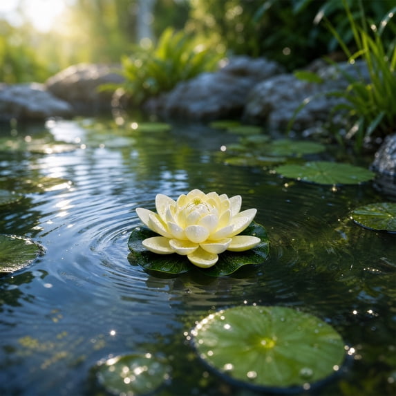 1 Piece Floating Foam Lotus Flower with Leaf, Artificial EVA Water Lily for Pond Pool, Realistic Fake Lotus for Spring Garden Decor Dance Prop Home Vase Decoration