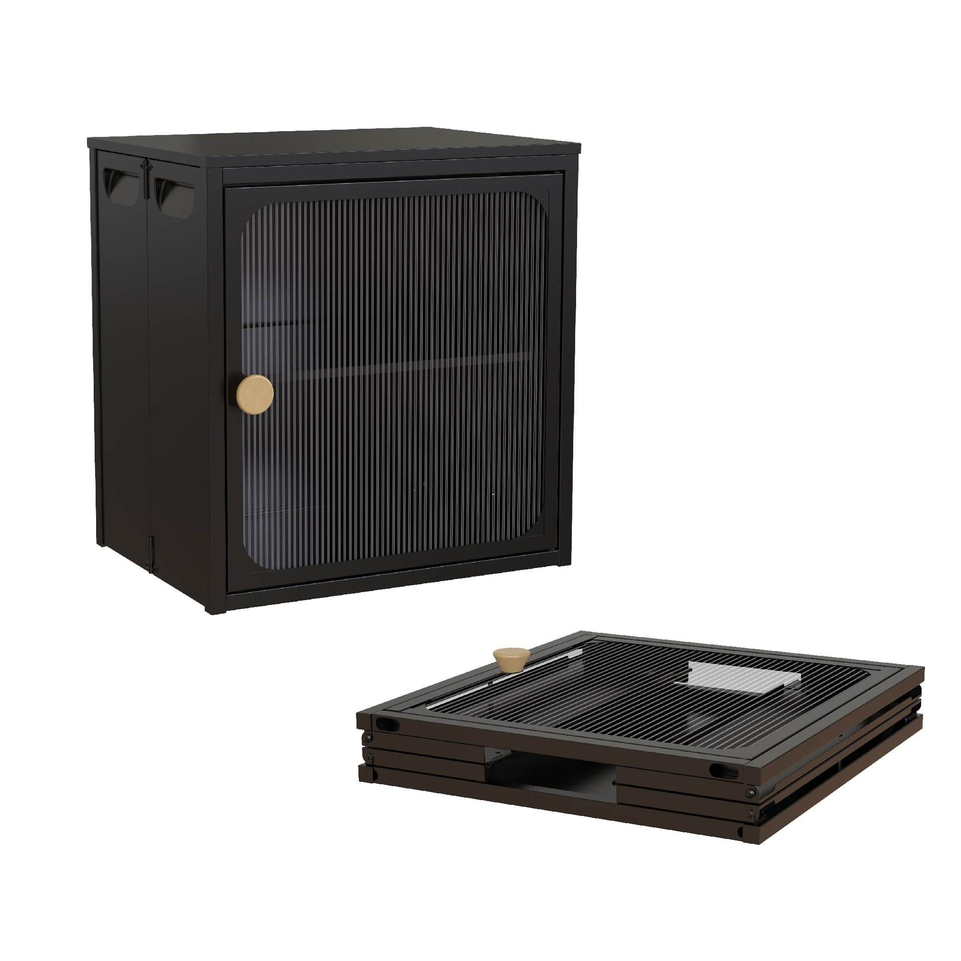 1-Piece Foldable Cabinet, Storage Box with Anti-Slip Design, Easy to DIY Home Storage Container with Door