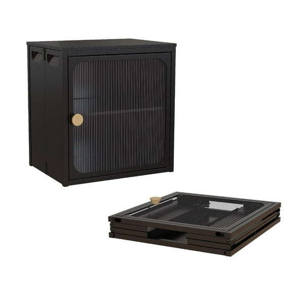 1-Piece Foldable Cabinet, Storage Box with Anti-Slip Design, Easy to DIY Home Storage Container with Door