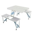 thumbnail image 1 of 1 Piece Folding Table, Portable Picnic Table Bench, Weather-Resistant Aluminum Alloy Folding Camping Beer Table with Carrying Handles for Family Garden Patio Outdoor Activities Use, Silver, 1 of 7