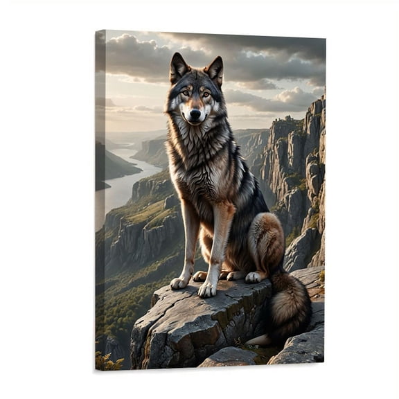 1 Piece Framed Canvas Art Painting Wolf Mountain King: Natural and Wild Charm, Perfect for Living Room, Bedroom, Indoor and Outdoor Decoration, Home Decor, Bedroom Decoration, Wall Art