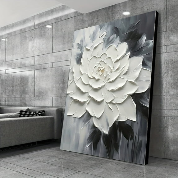 1-Piece Framed Wooden Canvas Painting – Modern Abstract Floral Art Print, Stylish Wall Decor for Home
