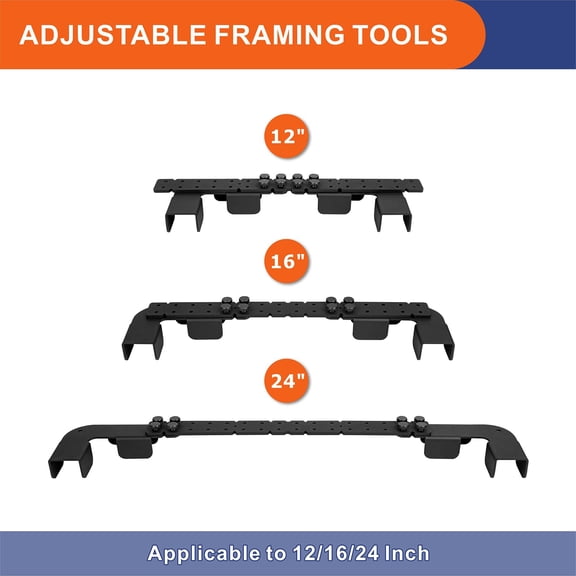 1 Piece Framing Stud Layout Tool, 12-24 Inch Adjustable, 13-in-1 Metal Spacing Jig for and Floor Framing
