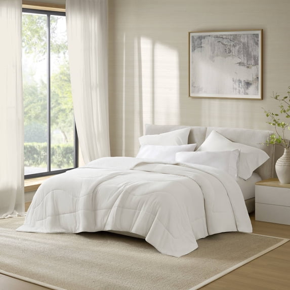 1-Piece Full/Queen Reversible Tencel Comforter Blanket,White