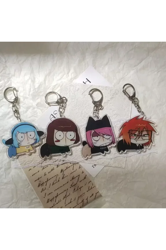 1 Piece Funny Chibi Anime Acrylic Keychain| Quirky Meme Character Keyring| Cute Loaf Position Bag Charm| Edgy Webcomic Style Acrylic Charm| Weird Aesthetic Gift for Friend