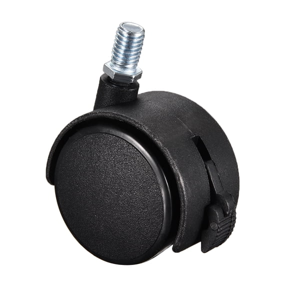 1 Piece Furniture Casters 2 Inch Nylon M10 x 15mm Threaded Stem Swivel Caster Wheels w Brake, 38lb Capacity Each Wheel