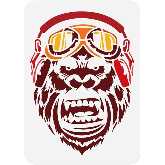 1 Piece Gorilla Head Monkey Craft Art Stencil 11.69"x8.27" Orangutan Plastic Reusable Stencil for Wood Burning Animal Paint Template DIY