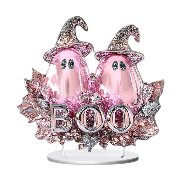 1-Piece Halloween Pink Pumpkin Ghost Decorative,Halloween Acrylic Decor Spooky Tabletop Ornament for Home Party Display,Unique Holiday Gift,1 PC