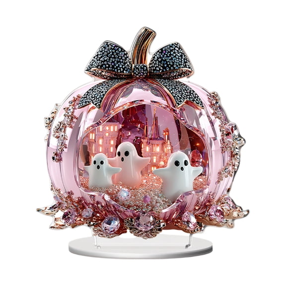 1-Piece Halloween Pink Pumpkin Ghost Decorative, Suitable for Home, Living Room and Study Desk Decor, an Excellent Choice to Enhance Festival Atmosphere and for Collection