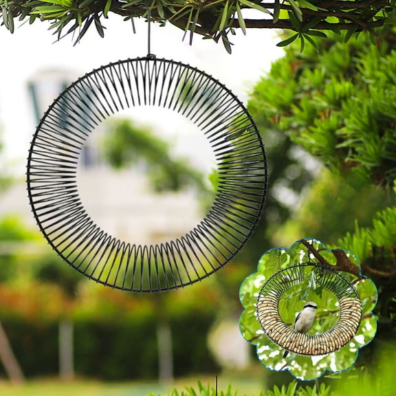 1 Piece Hanging Wreath Feeder Whole Peanut Wild Bird Feeder Wreath Round Squirrel Proof Bird Feeders with Hanging Hook for Outdoor Birds Feeding