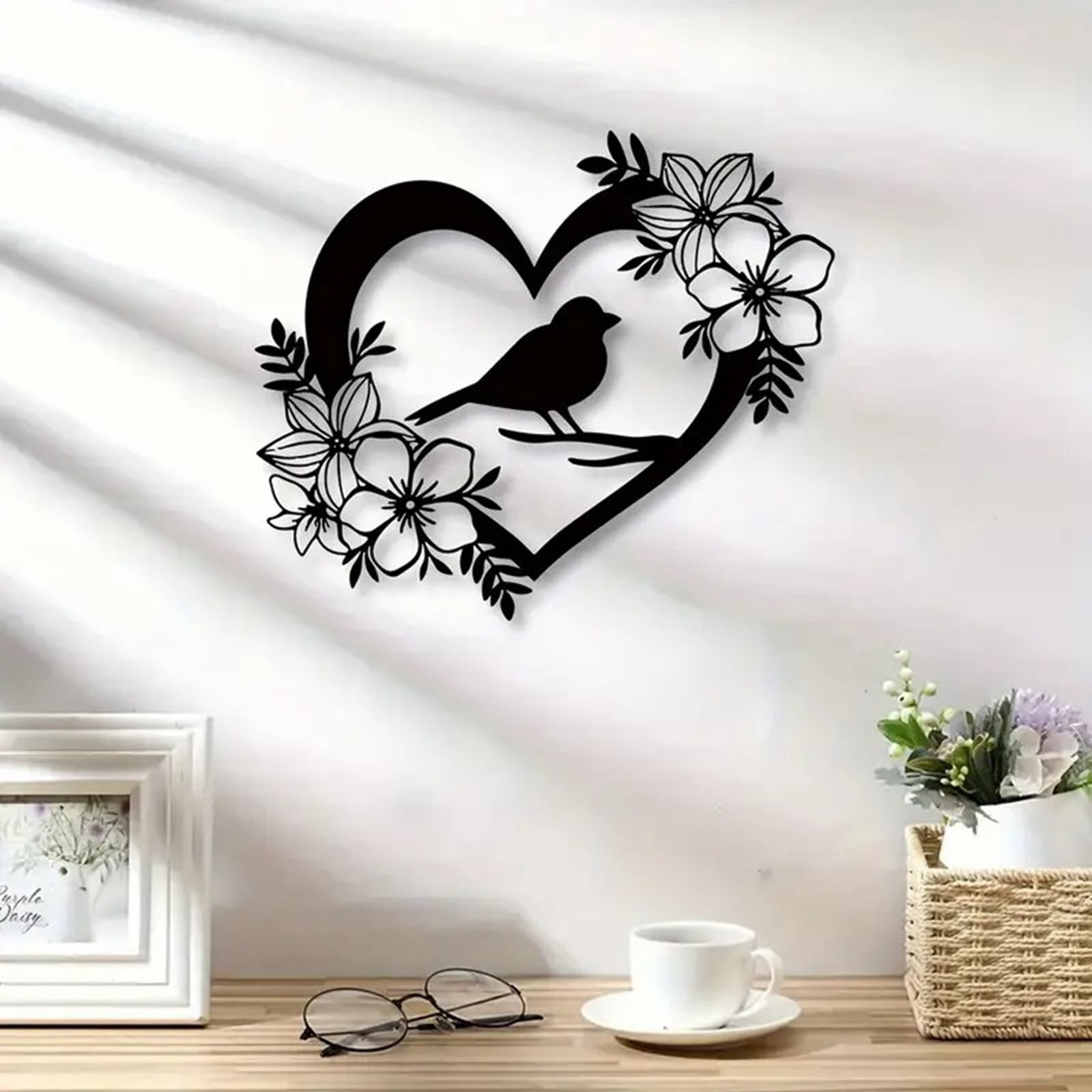 1 Piece of Heart Shaped Bird Wall Decoration Modern Design Suitable for