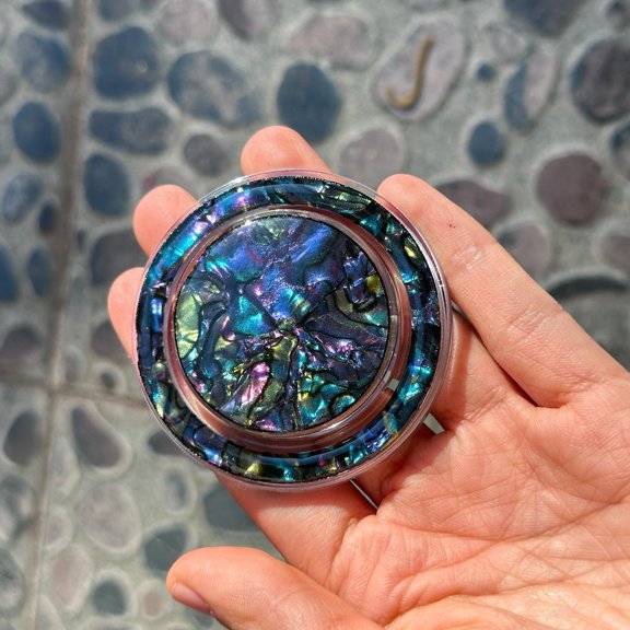 1 Piece Holographic Magnetic Phone Grip, Camouflage Gradient Phone Holder,Resin Blue abalone, Shell Green Resin Grip For, Magnetic Accessories