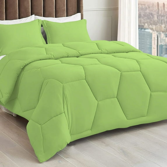 1 Piece Honeycomb Design Comforter, 800 TC, 100% Egyptian Cotton, Oversized Super King Size Sage Solid
