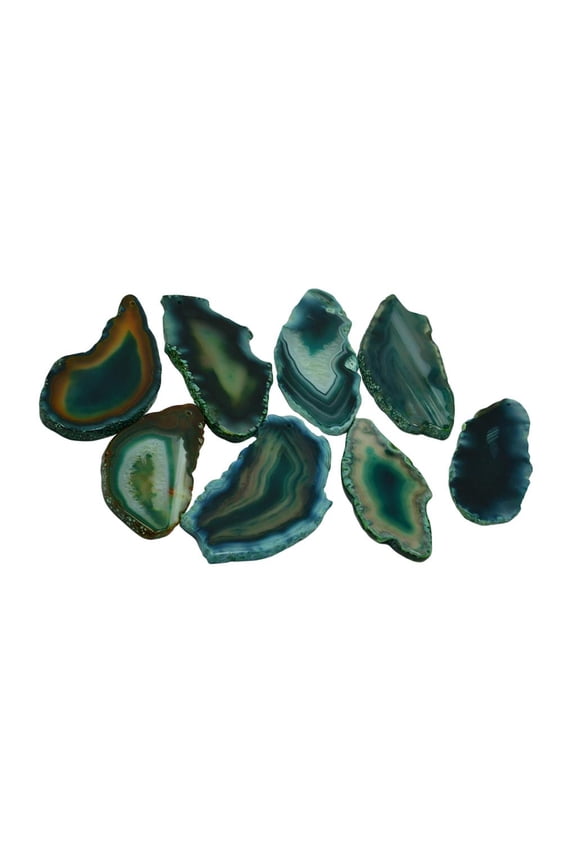 1 Piece Irregular Shape Gems Tumbled Agate Slices With Hole Pendant Agate Slices Green
