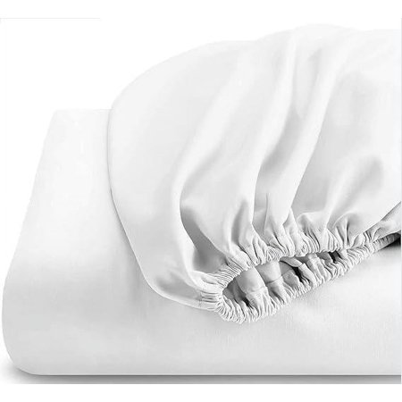1-Piece King 100% Egyptian Cotton Fitted Sheet, Soft & Comfortable, 16-Inch Deep Pocket, 400 Thread Count, White Solid Fitted Sheet, Bottom Sheet