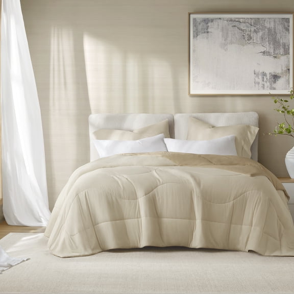 1-Piece King/Cal King Reversible Tencel Comforter Blanket,Linen