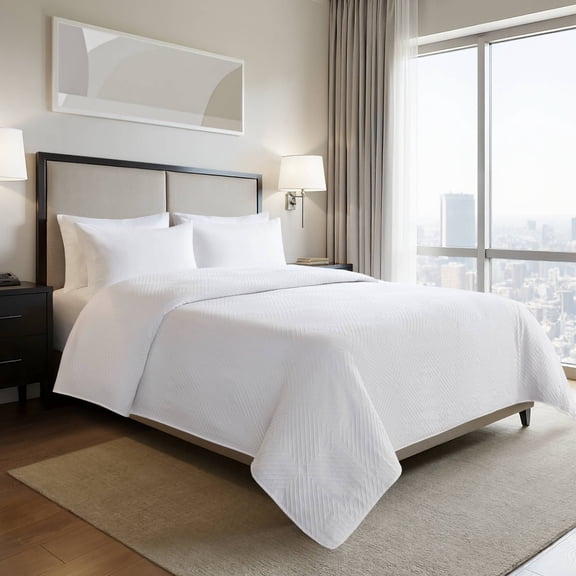 1-Piece King Essential Lark Coverlet, White