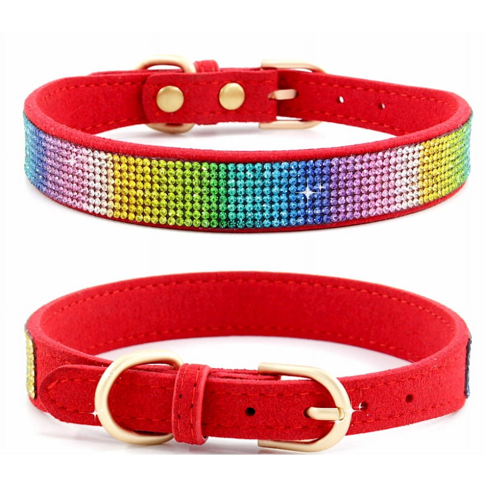 1 Piece Korean Suede Fabric, colored diamond Bling Dog Collar, Bling