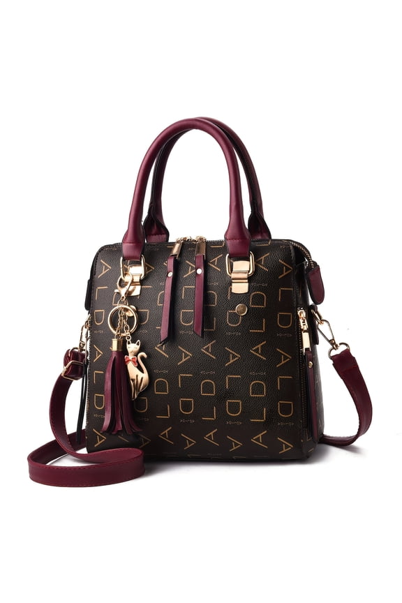 1 Piece Ladies Fashion Crossbody Bag, Zipper Closure Shoulder Handbag, Polyester Lining, Edge Colorful Monogram Printing, Casual Ladies Purse Crossbody Bag