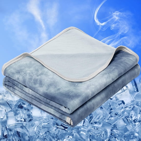 1 Piece Light Blue King Size Cooling Blanket Thin Lightweight Breathable Summer Hot Sleepers