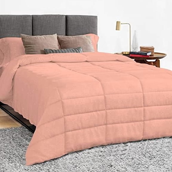 1 Piece Long Box Pattern Comforter Premium |Super Soft 450 GSM All Season, 1000 Thread Count, 100% Egyptian Cotton, Super King Size - Peach Color$$Home Decor, Kitchen, & Other