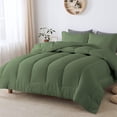 thumbnail image 1 of 1 Piece Luxurious Straight Line Pattern Comforter All Season 800 Threads Count King/Cal King Size - Ultra Soft 550 GSM 100% Egyptian Cotton (Solid Moss Colour ), 1 of 6
