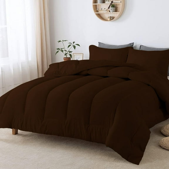 1 Piece Luxurious Straight Line Pattern Comforter All Season 800 Threads Count Twin/Twin XL Size - Ultra Soft 550 GSM 100% Egyptian Cotton (Solid Chocolate Colour )