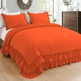 thumbnail image 1 of 1 Piece Luxury 5 Inch Two Layer Ruffle Comforter 550 GSM All Season (Full/Queen Size) Premium Super Soft - 800 TC, 100% Egyptian Cotton- Solid Orange Colour, 1 of 7