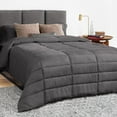 thumbnail image 1 of 1 Piece Luxury Long Box Pattern Comforter By D.N.G. BEDDINGS Premium Super Soft, All Season, 800 Thread Count, 100% Egyptian Cotton, King/California King Size Dark Grey Color, 1 of 5