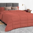 thumbnail image 1 of 1 Piece Luxury Long Box Pattern Comforter By D.N.G. BEDDINGS Premium Super Soft, All Season, 800 Thread Count, 100% Egyptian Cotton, Oversized Super King Size Brick Red Color, 1 of 5