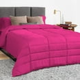 thumbnail image 1 of 1 Piece Luxury Long Box Pattern Comforter By D.N.G. BEDDINGS Premium Super Soft, All Season, 800 Thread Count, 100% Egyptian Cotton, Oversized Super King Size Hot Pink Color, 1 of 5