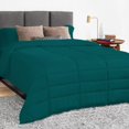 thumbnail image 1 of 1 Piece Luxury Long Box Pattern Comforter By D.N.G. BEDDINGS Premium Super Soft, All Season, 800 Thread Count, 100% Egyptian Cotton, Oversized Super King Size Teal Color, 1 of 5