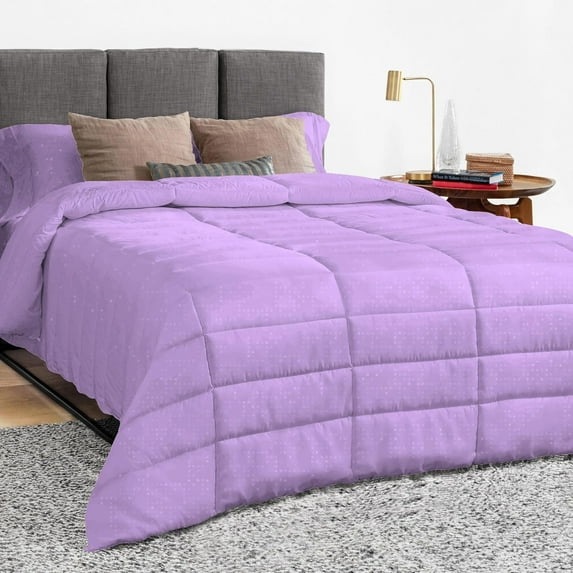 1 Piece Luxury Long Box Pattern Comforter By D.N.G. BEDDINGS Premium Super Soft, All Season, 800 Thread Count, 100% Egyptian Cotton, Super King Size Lilac Color