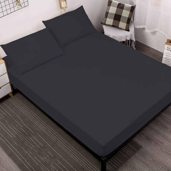 1 Piece Luxury Premium Soft Fitted Sheet 100% Egyptian Cotton 800 Thread Count - Fits Mattress Upto 15" Inch Deep Pocket, King Size - Black Solid