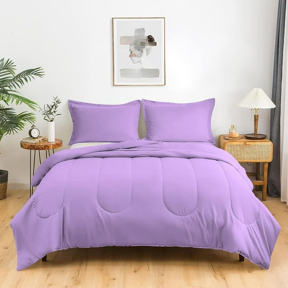 1 Piece Luxury Thicker Pattern Comforter, 800 TC, 100% Egyptian Cotton, Full/Queen Size Lilac Solid Color