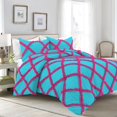 thumbnail image 1 of 1 Piece Luxury Two Tone Diamond Ruffle Pattern Comforter Super Soft, All Season 800 Thread Count, 100% Egyptian Cotton, Full/Queen Size Turquoise Blue-Hot Pink Color, 1 of 4