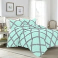 thumbnail image 1 of 1 Piece Luxury Two Tone Diamond Ruffle Pattern Comforter Super Soft, All Season 800 Thread Count, 100% Egyptian Cotton, Full/Queen Size Aqua Blue-Silver Color, 1 of 4