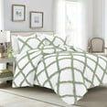 thumbnail image 1 of 1 Piece Luxury Two Tone Diamond Ruffle Pattern Comforter Super Soft, All Season 800 Thread Count 100% Egyptian Cotton Full/Queen Size Light Sage/White Solid Color, 1 of 4