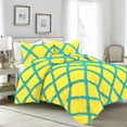 thumbnail image 1 of 1 Piece Luxury Two Tone Diamond Ruffle Pattern Comforter Super Soft, All Season 800 Thread Count, 100% Egyptian Cotton, Full/Queen Size Yellow-Turquoise Blue Color, 1 of 4