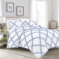 thumbnail image 1 of 1 Piece Luxury Two Tone Diamond Ruffle Pattern Comforter Super Soft, All Season 800 Thread Count 100% Egyptian Cotton King/California King Size Light Blue/White Solid Color, 1 of 4