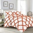 thumbnail image 1 of 1 Piece Luxury Two Tone Diamond Ruffle Pattern Comforter Super Soft, All Season 800 Thread Count 100% Egyptian Cotton King/California King Size Orange/White Solid Color, 1 of 4