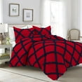 thumbnail image 1 of 1 Piece Luxury Two Tone Diamond Ruffle Pattern Comforter Super Soft, All Season 800 Thread Count, 100% Egyptian Cotton, King/California King Size Red-Navy Color, 1 of 4