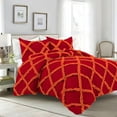 thumbnail image 1 of 1 Piece Luxury Two Tone Diamond Ruffle Pattern Comforter Super Soft, All Season 800 Thread Count, 100% Egyptian Cotton, King/California King Size Orange/Red Solid Color, 1 of 4